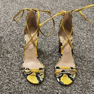 Aldo Yellow and Black Strappy Heels